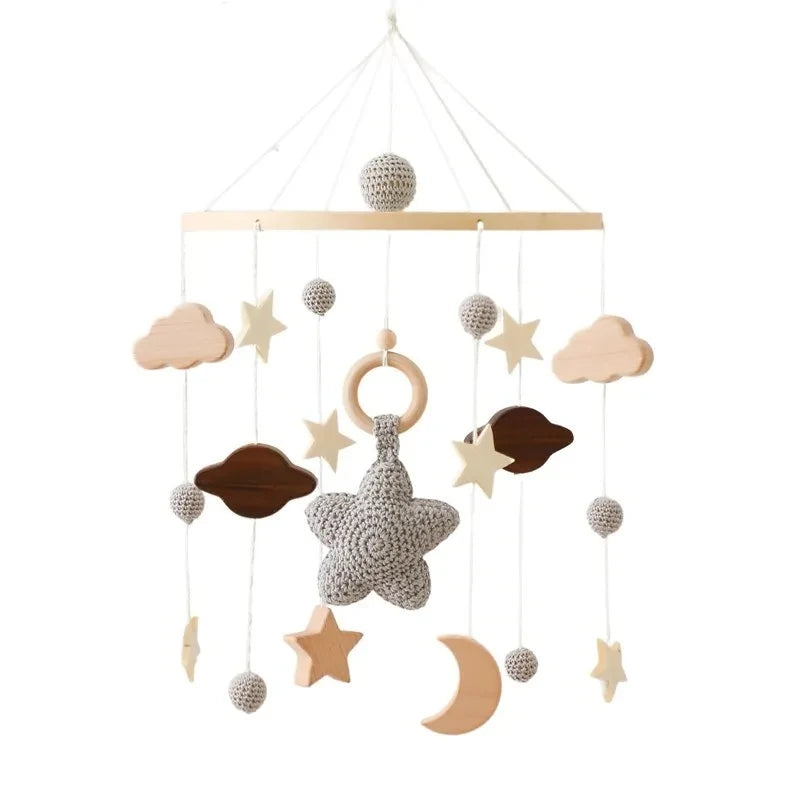 Mobile planète et étoile grise en crochet