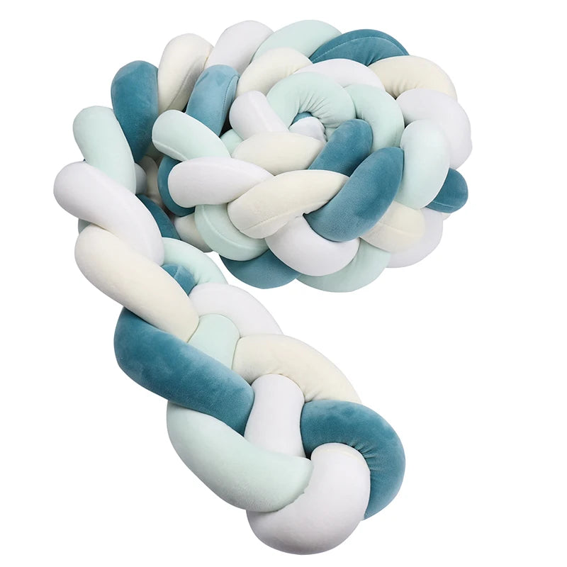 Tresse de lit 4 brins - Vert d'eau, blanc, crème, bleu