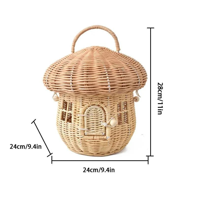 Panier champignon tressé en rotin
