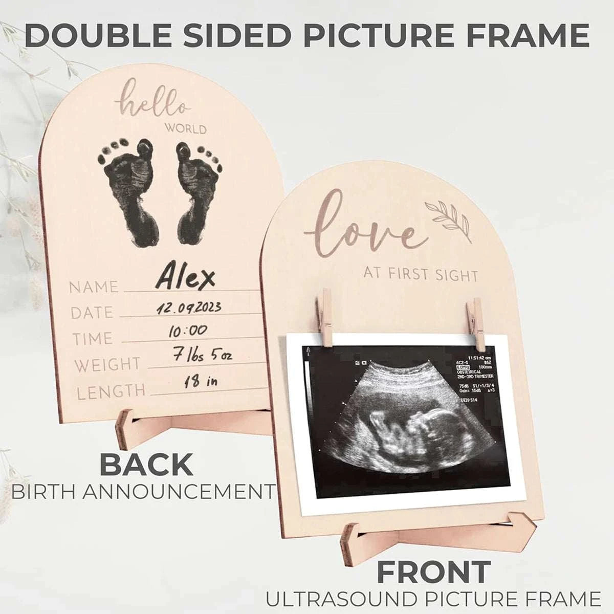 Support échographie en bois - Encreur empreintes bébé