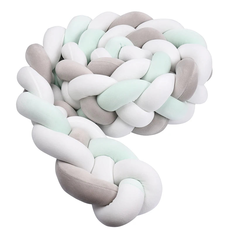 Tresse de lit 4 brins - Vert blanc gris