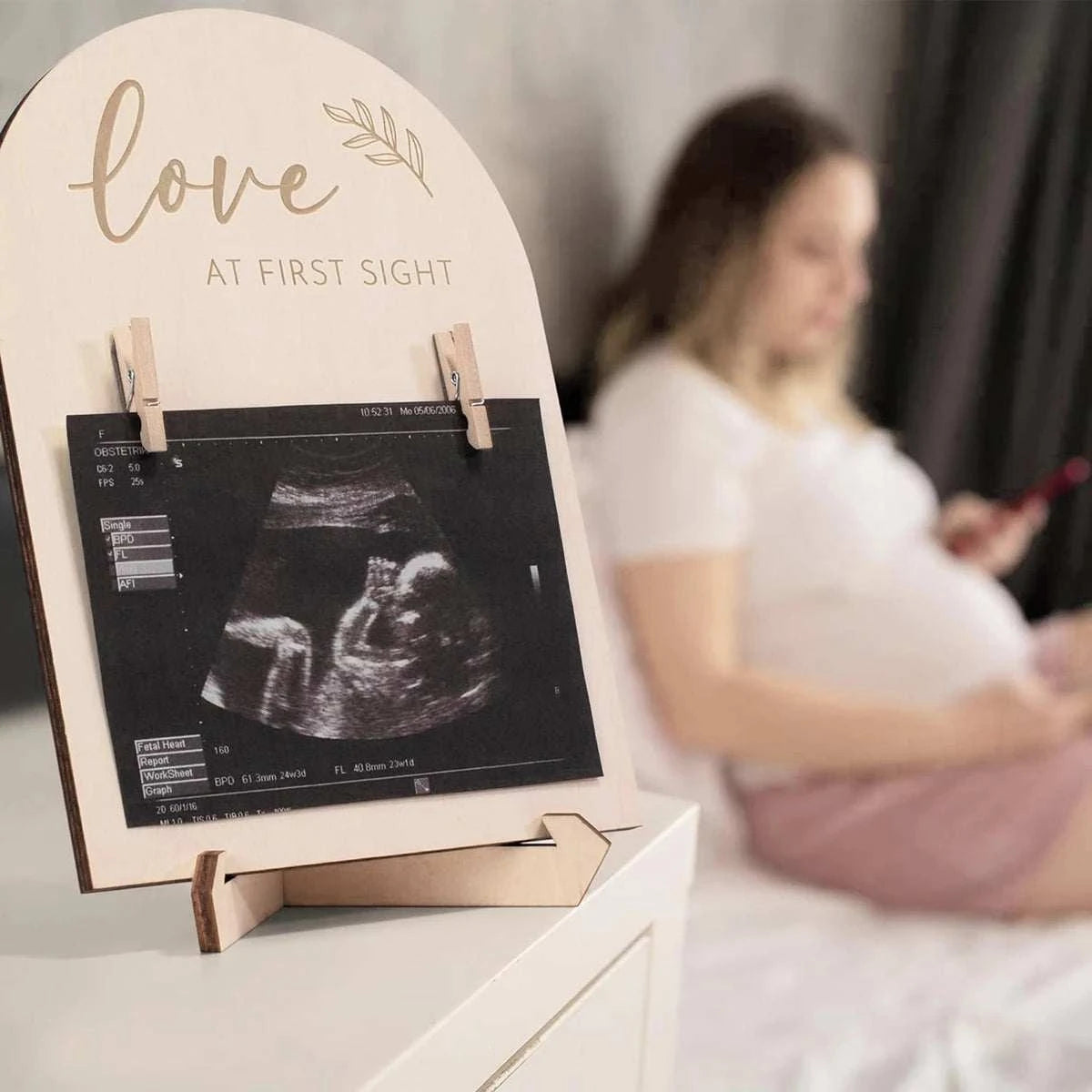 Support échographie en bois - Encreur empreintes bébé