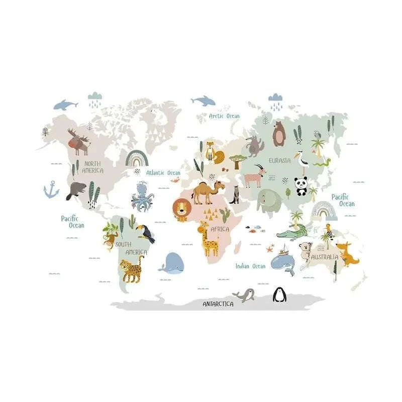 Sticker mural - Animaux carte du monde