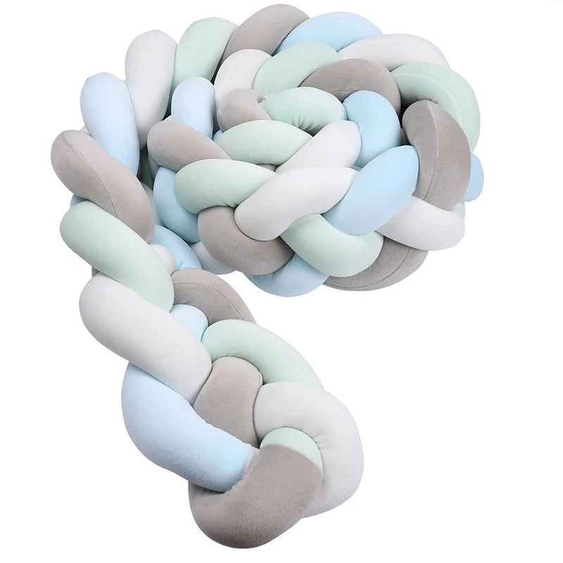 Tresse de lit 4 brins - Bleu, gris, vert, blanc
