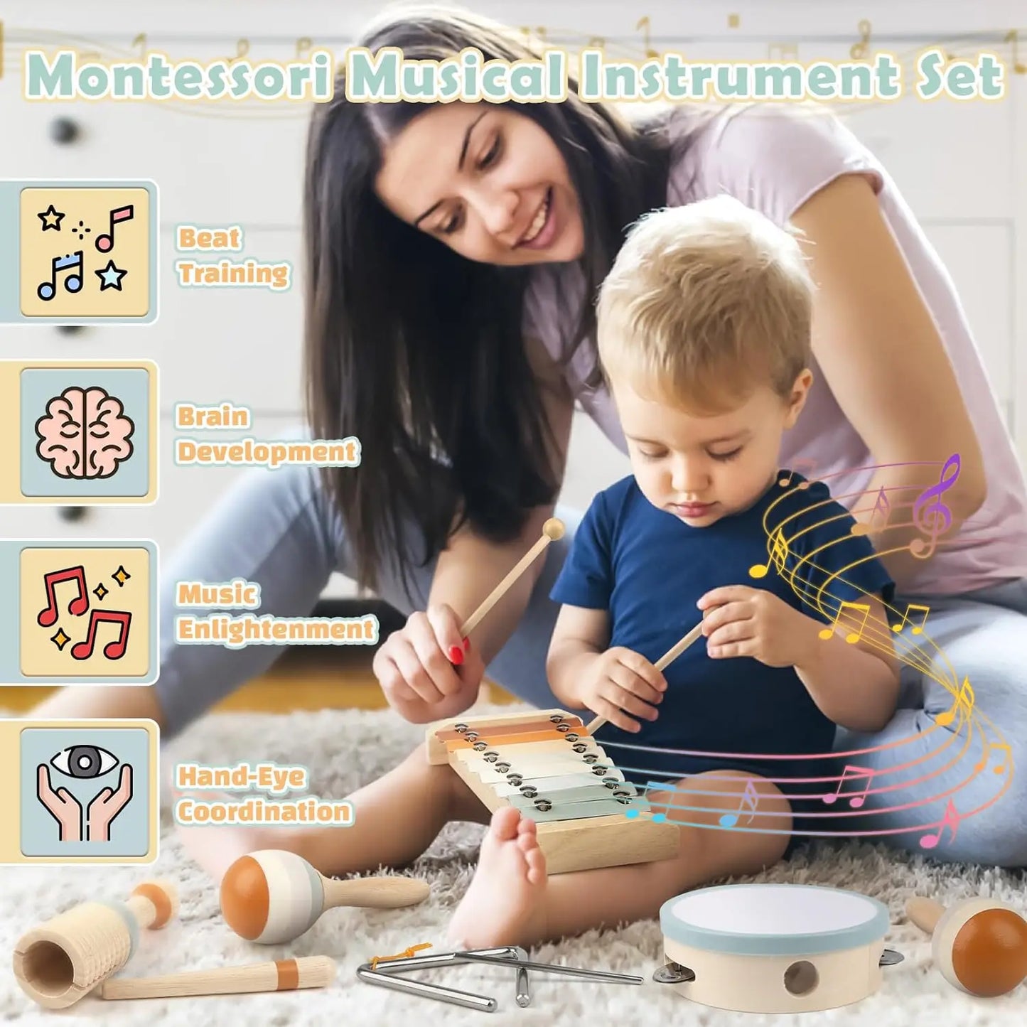 Set d'Instruments de Musique Montessori – En Bois