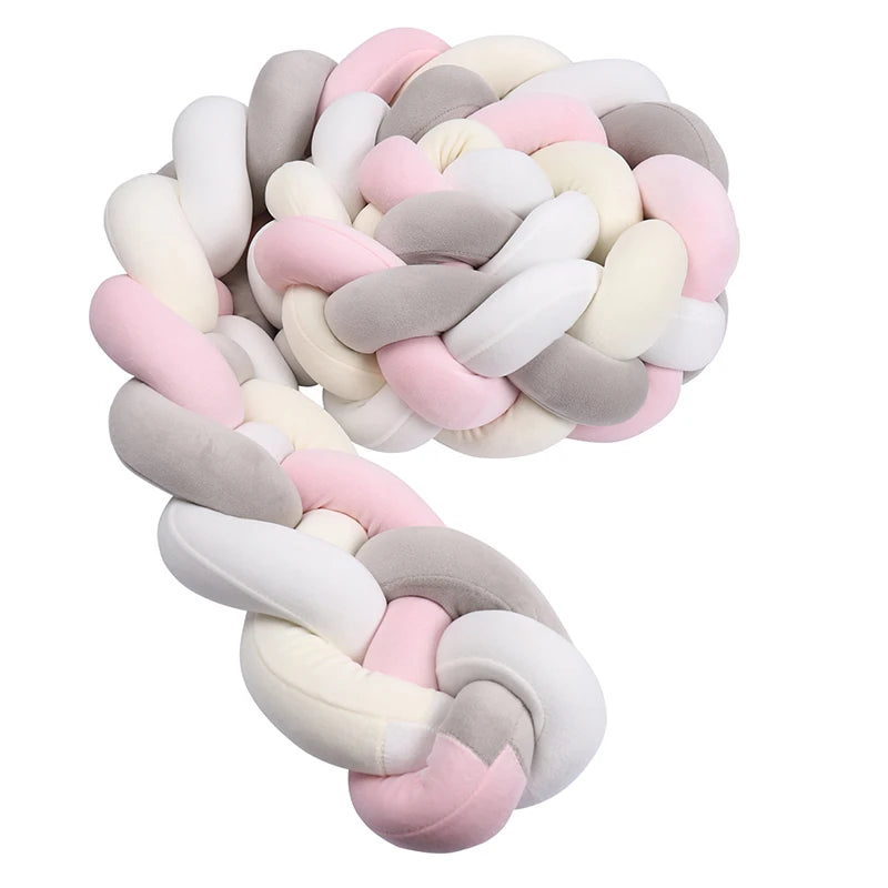 Tresse de lit 4 brins - Gris, rose, blanc, crème