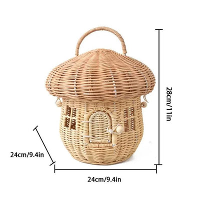 Panier champignon tressé en rotin
