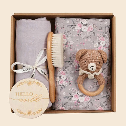 Cadeau de naissance - Coffret Hochet ours - 5 pièces