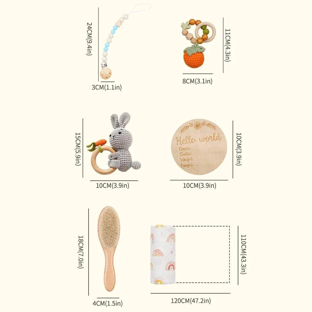 Cadeau de naissance - Coffret Hochet ours - 5 pièces