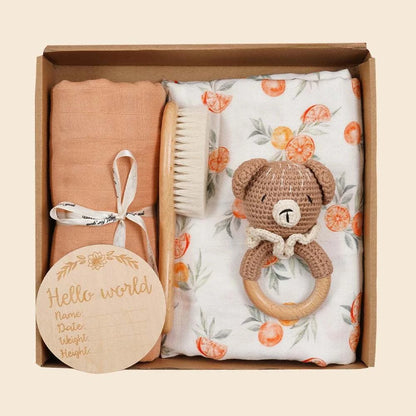 Cadeau de naissance - Coffret Hochet ours - 5 pièces