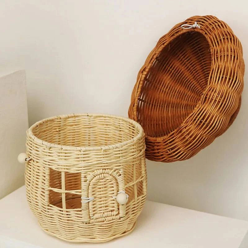 Panier champignon tressé en rotin