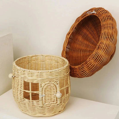 Panier champignon tressé en rotin