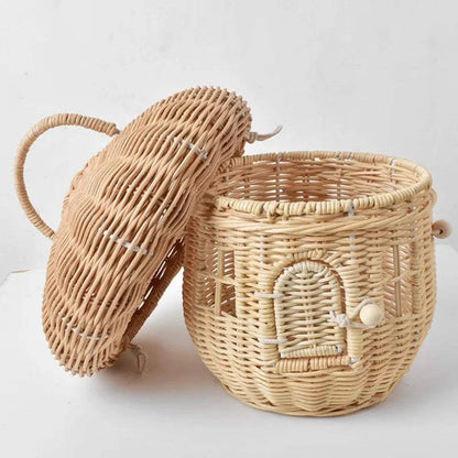 Panier champignon tressé en rotin