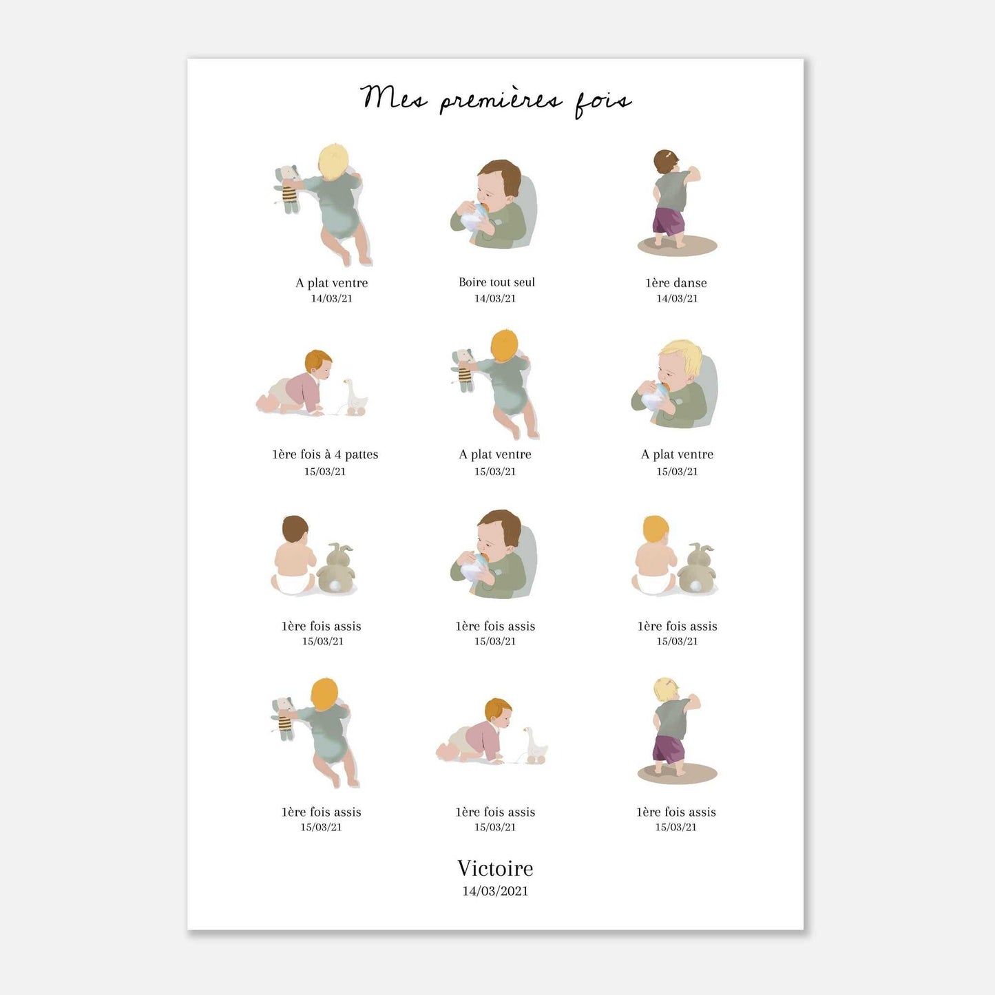 Affiche illustrations Mes premieres fois de bebe