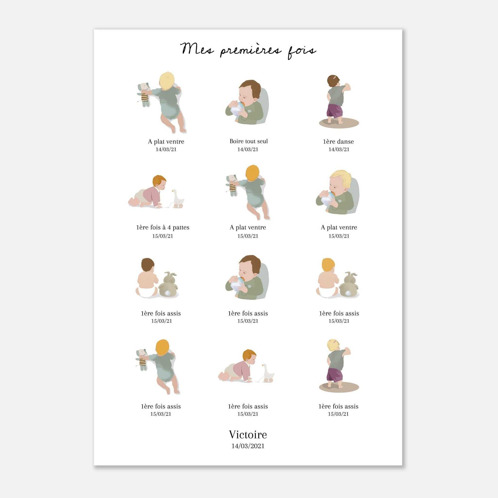 Affiche illustrations Mes premieres fois de bebe