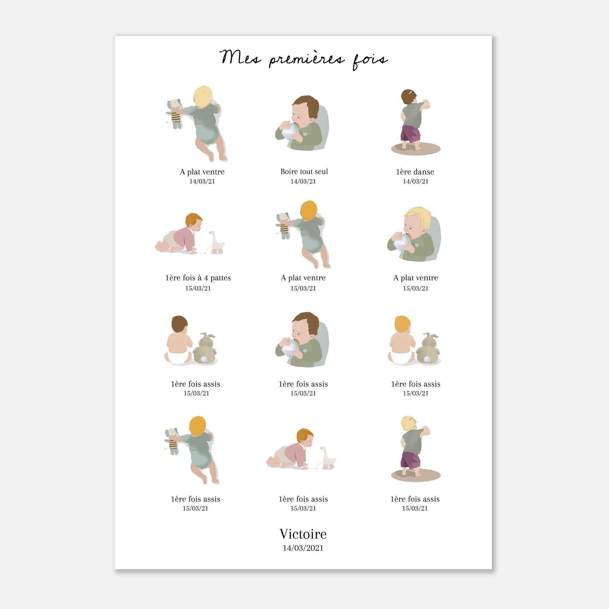 Affiche illustrations Mes premieres fois de bebe